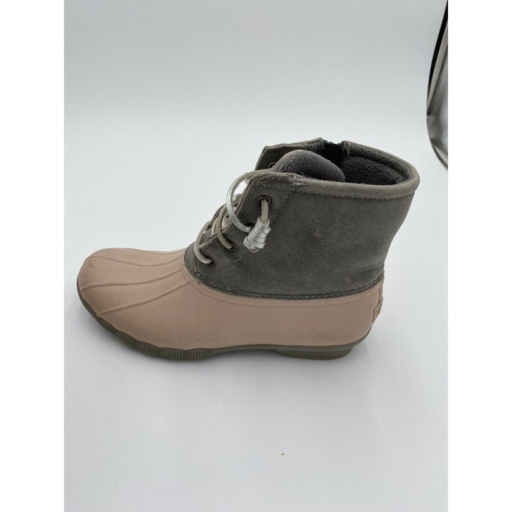Women's Sperry Duck Boots STS85324 8.5 Grey LIght Pink Waterproof Rubber Suede - Picture 7 of 11